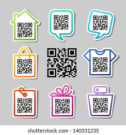 QR-Code. Set of 9 icons