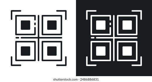 Qrcode vector icon set in solid black and white color