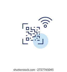 Código Qr y wi-fi. Compras online, comercio electrónico y pago sin contacto. Escanee para acceder a Internet. Icono de Vector de trazo perfecto y editable