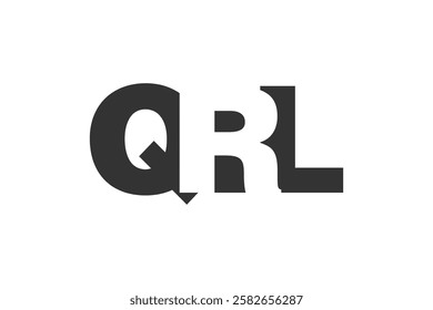 QRL logo design. Initial letter Q R L bold font style for tech startups, consulting, corporate branding. Creative company name, headlines typography identity, trendy logotype. Vector illustration.