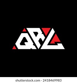 Diseño del logotipo de la letra triangular QRL con forma triangular. Monograma de diseño del logotipo del triángulo QRL. Plantilla de logotipo vectorial de triángulo QRL con color rojo. Logo triangular QRL Diseño sencillo, elegante y lujoso.