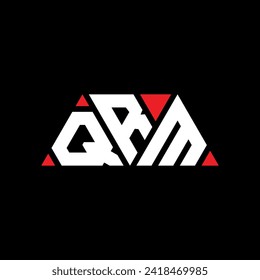 QRM triangle letter logo design with triangle shape. QRM triangle logo design monogram. QRM triangle vector logo template with red color. QRM triangular logo Simple, Elegant, and Luxurious design.