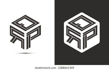 QRP letter logo design with illustrator cube logo, vector logo modern alphabet font overlap style. Premium Business logo icon. White color on black background