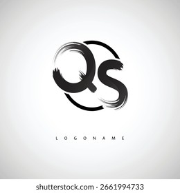 QS Brush Stroke Logo - Modernes künstlerisches Symbol mit Tintenstruktur für kreatives Branding und visuelles Identitätsdesign