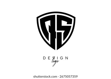 Logotipo de letra inicial de QS Creative con emblema de escudo Diseño de marca mínima en blanco y negro.