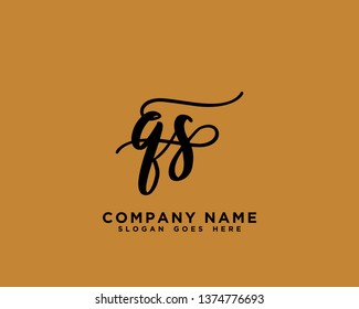 QS Initial Handwriting Logo Vector