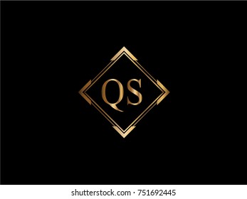 QS initial letter diamond shape golden logo