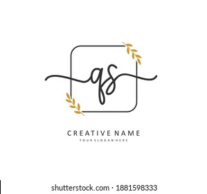 QS Initial letter handwriting and  signature logo. A concept handwriting initial logo with template element. 
