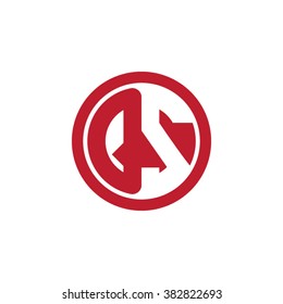 QS initial letters circle business logo red