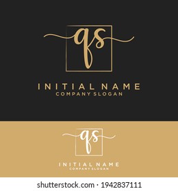 QS Initial letters, handwriting signature logo.