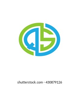 QS initial letters looping linked ellipse logo blue green