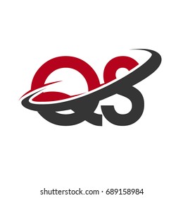 QS initial logo company name colored red and black swoosh design, isolated on white background. vector logo for business and company identity.