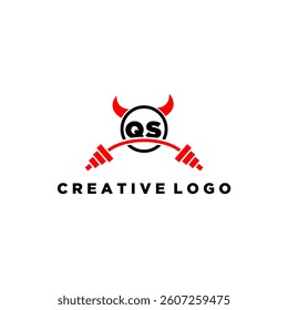 QS initial monogram for fitnes or gym logo with devil style design