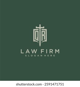 QS initial monogram for law firm with sword and shield logo image