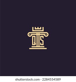 QS initial monogram logo for lawfirm with pillar  crown image design