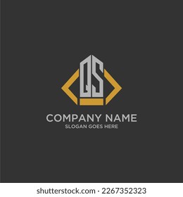 QS initial monogram logo for real estate with building style