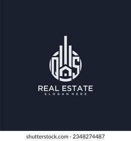 QS initial monogram logo for real estate with creative circle design vector