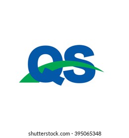 QS initial overlapping swoosh letter logo blue green