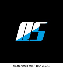 QS letter logo design on black background. QS creative initials letter logo concept. q s icon design. QS white and blue letter icon design on black background. q s, QS