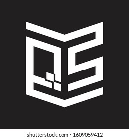 QS Logo Emblem Monogram With Shield Style Design Template Isolated On Black Background