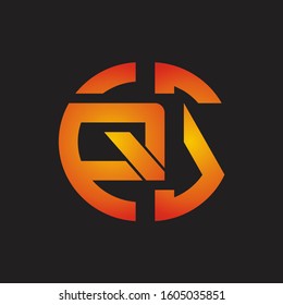 QS Logo monogram with cutting line style isolated on colors