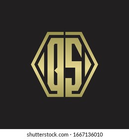 QS-Logo-Monogramm mit hexagon-zeitiger, abgerundeter Design-Vorlage mit goldener Farbe
