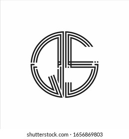 QS Logo monogram triple ribbon style line design template isolated on white background