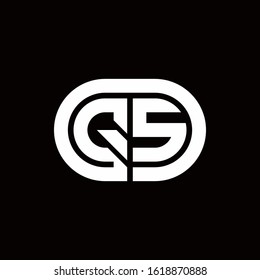 QS monogram logo with an oval style on a black background