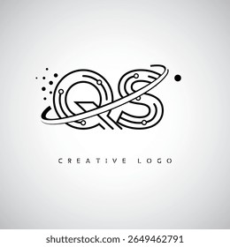 QS Orbit Monogram Logo – Futuristic Minimal Letter mark with Circular Line Art, Tech-Inspired Dots and Space Motion Concept for Modern Branding Identity