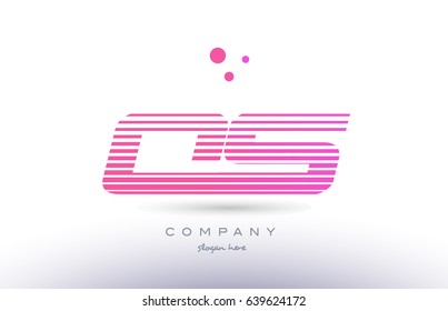qs q s alphabet letter logo pink purple stripes lines creative text dots company vector icon design template