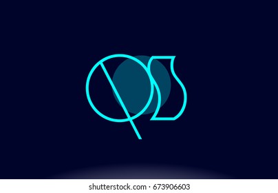 qs q s blue line circle letter logo alphabet creative company vector icon design template
