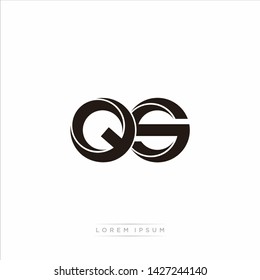 qs q s Initial Letter Split Lowercase Modern Monogram linked outline rounded logo