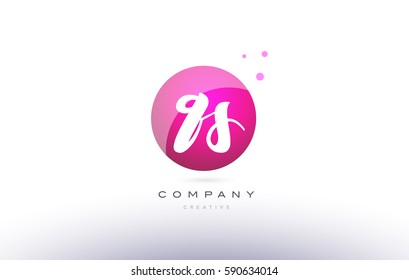 qs q s  sphere pink 3d alphabet company letter combination logo hand writting written design vector icon template 