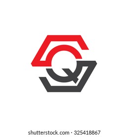 QS SQ initial logo, hexagon S shape logo red