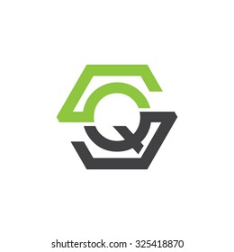 QS SQ initial logo, hexagon S shape logo green
