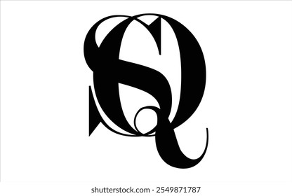 QS, SQ, S, Q black and white abstract logo letters monogram with design vector for business companies