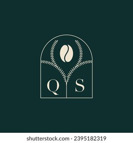 QS Diseño de logotipo único y sencillo, combinación de letras y grano de café