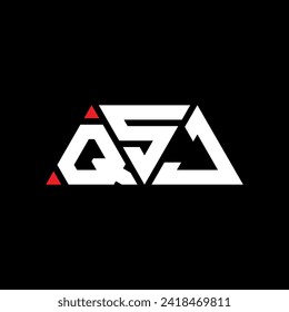 QSJ triangle letter logo design with triangle shape. QSJ triangle logo design monogram. QSJ triangle vector logo template with red color. QSJ triangular logo Simple, Elegant, and Luxurious design.