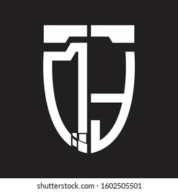 QT Abstract logo monogram with emblem style isolated on black background