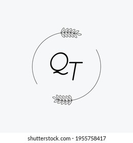 QT Beauty vector initial logo, handwriting logo of initial signature