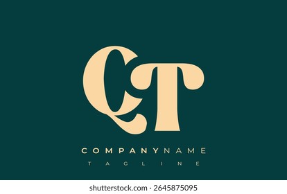 QT Creative Abstract Typography Logo Design. Elegant logo combining bold typography and creative shapes, ideal for branding and identity solutions.