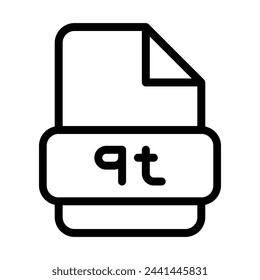 Icono De Archivo Qt. Tipo Archivos Símbolo de esquema de signo Diseño, Iconos Formato Tipo Datos. Ilustración vectorial.