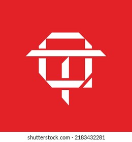 QT initial based vector logo. Monogram logo made from trapezium isolated on red background. Logo for personal branding, product, company, event, business, and organization.