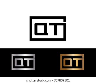 QT initial box shape Logo designs template
