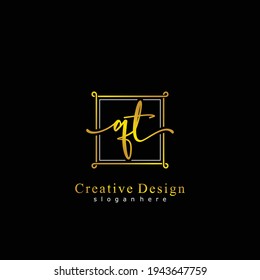 QT Initial Kalligrafie handgeschriebenes Logo. Handgeschriebenes Alphabet in der Logo-Vorlage. Briefe und Alphabet für Unterschrift, Hochzeit, Mode, florales und botanisches Logo-Design 