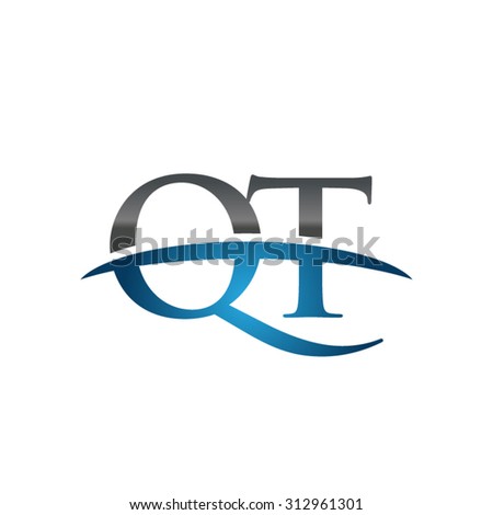 QT initial company blue swoosh logo