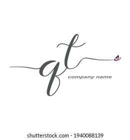 QT Initial Handwriting logo luxury vector beauty