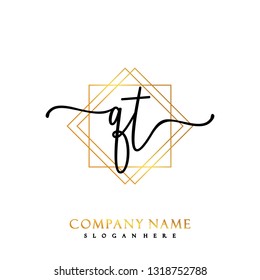 QT Initial Handwriting logo template vector