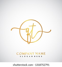 QT Initial Handwriting logo template vector