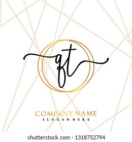 QT Initial Handwriting logo template vector
